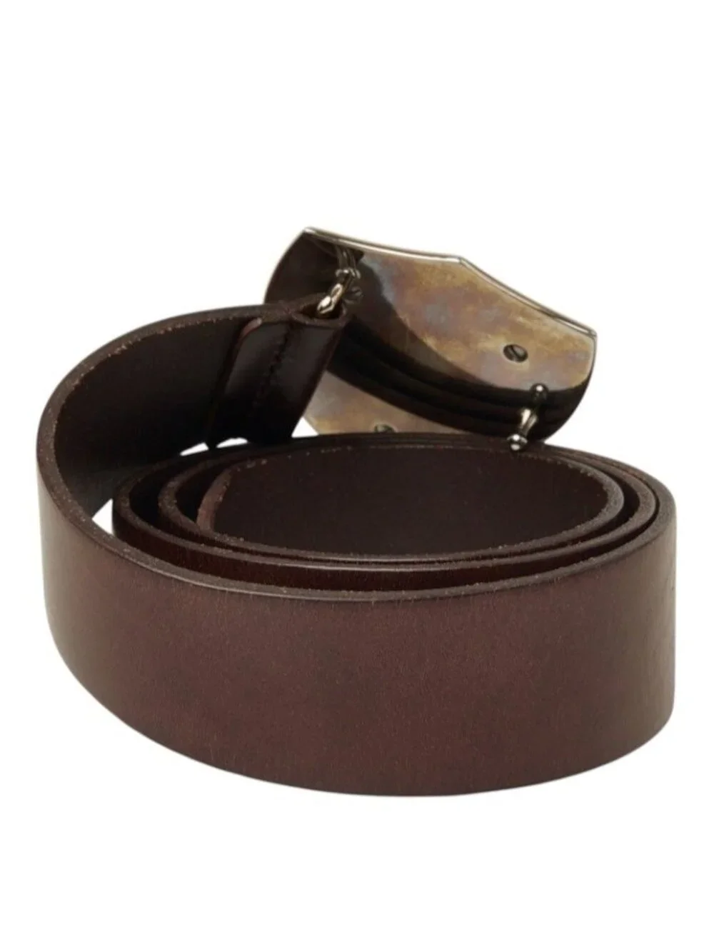 Dolce & Gabbana DG Logo Crown Emblem Belt Brown Leather Metal